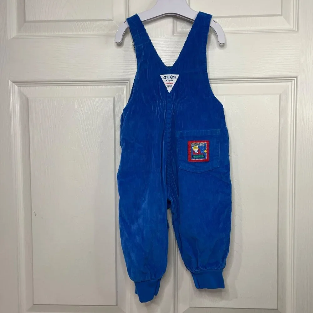 Vintage OshKosh Vestbak Corduroy Overalls Unisex Baby Size 18M USA Made‎ Crane